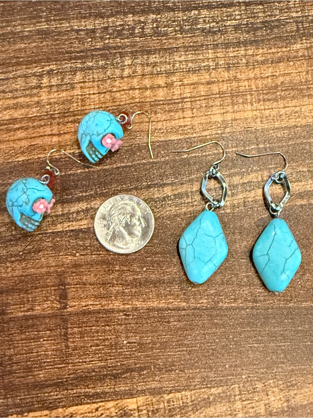 Turquoise Stone Drop Earrings - Women Jewelry